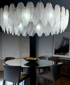 Luxury Elegant Atmosphere Classic Fashion White Color Crystal Glass Feather Shape Art Design Pendant Accessories Chandeliers