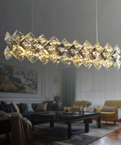 Wholesale Rectangle Crystal Pendants Lamp Fixtures Farmhouse Kitchen Island Copper Material Hanging Lights